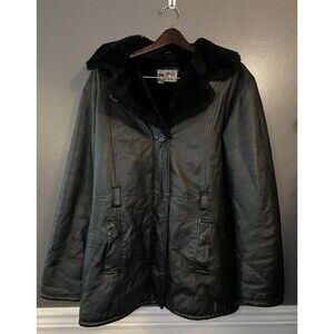 In Style Jacket Womens Large Genuine Leather Faux Fur Lined Winter Coat Zip